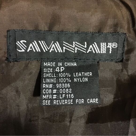 Savannah VTG 100% Leather Brown Jacket  Size 4P - Picture 14 of 14